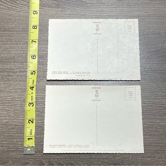 VINTAGE HAWAIIAN POST CARDS Papaya Trees Pineapple Field Bundle Of 2ea - Picture 6 of 7